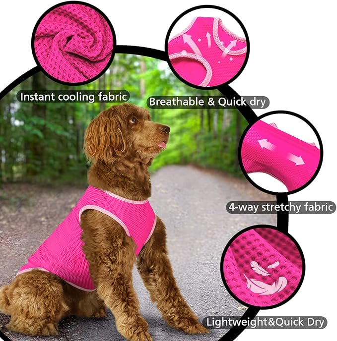 2 Pack Cooling Shirts for Dogs, Lightweight Mesh Breathable Dog Shirt for Medium Dogs Girl,Sun-Protection Sleeveless Shirts for Dog&Cat Puppy Vest Pet Apparel P23ST00601XXL