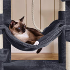 Topeakmart 59 inches Cat Tree Cat Tower Stand House Condo with Big Hammock Scratching Post Kitty Pet Play House