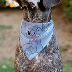 Disney Pet Bandana Lilo and Stitch Stitch Winking Pose and Polka Dots White Blue Slip On Collar Bandana Only