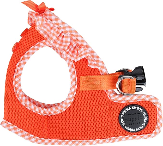 Puppia Vivien Vest Dog Harness Step-in All Season Mesh Cute No Pull No Choke Walking Training for Small Dog, Orange, Large
