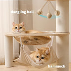 Modern Cat Tree Tower with Hammock for Indoor, Multifunctional 41-in Spacious Cat Tower with Bed, Space Capsule, Dangling Ball, Interactive Rope, Scratching Post
