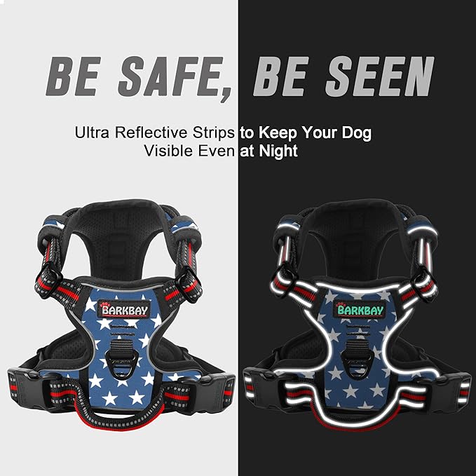 BARKBAY No Pull Dog Harness Front Clip Heavy Duty Reflective Easy Control Handle for Large Dog Walking(Star,XS)