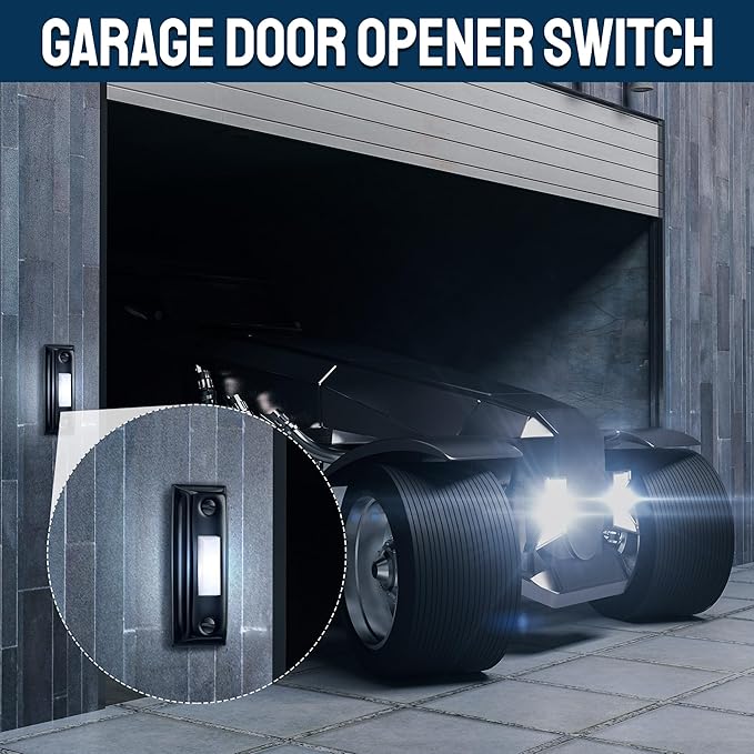 Dreyoo Metal Doorbell Push Button, Heavy Duty Metal Door Bell Wired Button LED Lighted Wall Mounted Door Bell Push Buttons for Home Universal Garage Opener Switch Property in Copyright(Black)