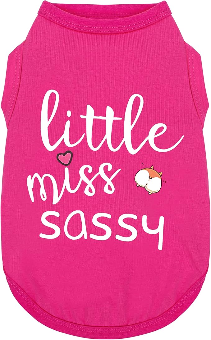 Paiaite Dog Clothes Fashionable Sleeveless Pet Vest: 'Little Miss Sassy' Printed Cotton Dog Shirt, Ideal for Small, Medium, and Large Breeds, Ensuring Comfort and Breathability Rose Red XXL