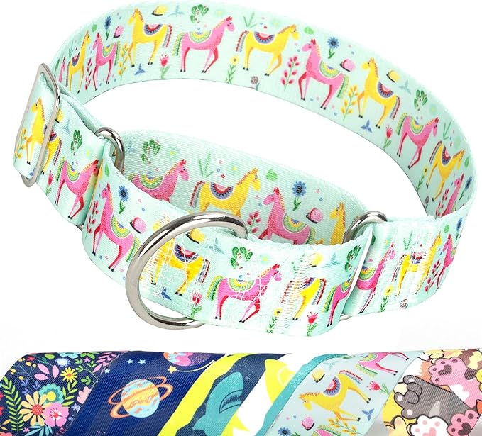 Thick & Wide Martingale Collar for Large Dogs - 1.5 Inch No Pull Escape Proof Dog Collar, Adjustable Comfort Training Collar(Medium)