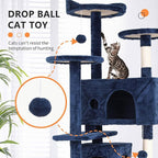 Cat Tree for Indoor Cats, Multi-Level Cat Tower with Scratching Posts & Cozy Condo, Space Saving Cat Activity Center, Durable Pet Play House (54in,Navy Blue)