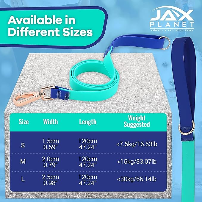 Jelly Colorful Dog Leash, Waterproof Training Leash for Walking, Hiking & Outdoor Activities, Non-Slip Grip, Anti-Odor Nylon Lead with Alloy O-Ring, Heavy Duty - M150, 5FT - Turquoise & Blue, M