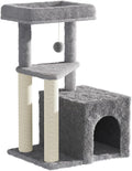 Cat Tree Tower for Indoor Cats, 33 Inches Multi-Level Cat Condo with Scratching Posts, Large Perch, Hanging Toy for Large Adult Cats, Gray