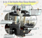 28.4" Small Cat Tree Tower,Cat Scratching Post for Indoor Cats,Featuring with Cat Cave & Cozy Perch,Cat Self Groomer and Interactive Dangling Ball Great for Kittens/Cats (Smoky Gray, Large)