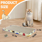 Cat Scratching Boards, 3 Pack Cat Scratch Pad With Box, Double-Sided Reversable Long Lasting Corrugate Scratchers, Refillable Scratch Pad, Cardboard Cat Scratcher for Small Medium Cat Kitten (17”x10”)