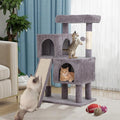 Cat Tree 36-Inch Cat Tower with Scratching Post Multi-Level Cats Condo with Ramp,Large Perch,Dangling Ball,Pet Play Tower for Kittens & Adult Cats(Ashy)