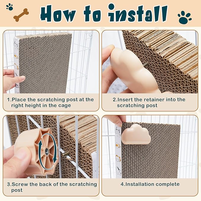 2 Pack Cat Scratcher Cat Scratching Cardboard Post for Cage 12" x 8" Wall Mounted Scratcher Board for Indoor with Cloud-Shaped Holders Double-Sided Usability
