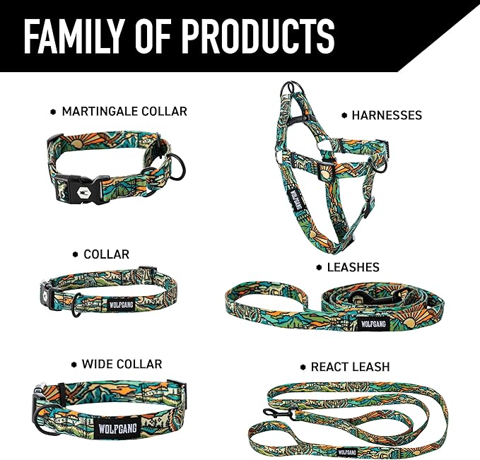 Wolfgang Heavy Duty, Adjustable Dog Collar with Quick Release Nylon Buckle for Walking & Training, WildWolf Print, Large