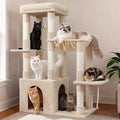 Heybly Heavy Duty Cat Tree, Tower for Indoor Cats Large Adult, Tall Cat Condo House with Extra-Large Baseboard, Multi-Level Plush Furniture with Scratching Posts, Hammock,Toy Balls, Beige HCT026M