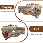 Luxury Cardboard Cat Scratcher Sofa Bed, Couch Shaped Cat Scratching Board, Scratch Lounge with Catnip, Scratcher for Indoor Cats Kittens Kitties Grey