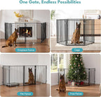 No Pawblems Free Standing Dog Gate with Door, 36'' Tall Foldable Dog Fence for Indoor & Outdoor, Up to 78 Inch Extra Wide Puppy Gate for Stairs, Hallways, Doorways, Deck, Yard (Black, 3 Panels)