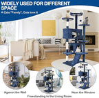 Cat Tree, 54'' Tall with 3 Scratching Posts, 3 Platforms, 2 Condos, for Indoor Cats