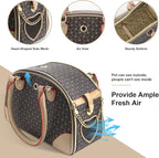 Fashion Dog Carrier PU Leather Dog Handbag Dog Purse Cat Tote Bag Pet Cat Dog Hiking Bag, Brown, Small 38 * 23 * 17cm