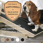 Large Dog Ramp for Bed, by DoggoRamps – Extra Wide Dog Ramp for Large Dogs to Get on High Beds up to 35" Tall – Wide Ramp with Rails, Platform & Non-Slip Grip – Made in N America from Solid Hardwood