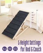 Wide Dog Ramp for Bed Couch Folding Dog Ramps for Large Dogs Up to 200 lbs, 43.3" Long Pet Ramp Adjustable Height Up to 24”