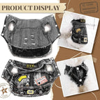 Cool Dog Jean Jacket Small Puppy Outfits Frenchie Clothes Denim Coats for Small Medium Dogs Cats Boys Girls Pet Vest Dog Shirt Clothing Doggy Costume (Black Print, L（Suggest 9-12 lbs）)