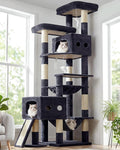 Globlazer Multi-Level Tall Cat Tower 83 inch Sturdy Extra Large Heavy Duty Cat Tree for Indoor Large Adult Cats Kittens with 2 Cat Condo, 8 Scratching Post, 2 Hammock, S83G, Dark Grey