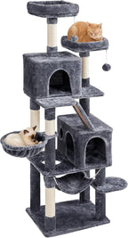 Topeakmart 71.5in Cat Tree Large Cat Tower for Indoor Cats, Multi-Level Cat Furniture w/Condos, Perches, Basket, Hammock and Scratching Posts, Cat Kitten Pet Play House