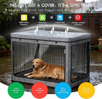 Dog Crate Cover, Heavy Duty Waterproof Abrasion-Resistant and Scratch-Resistant Knife-Scraped Fabric with Breathable Mesh & Detachable Sunshade, Dog Cage Cover Universal Fit for Wire Crates (42-Inch)