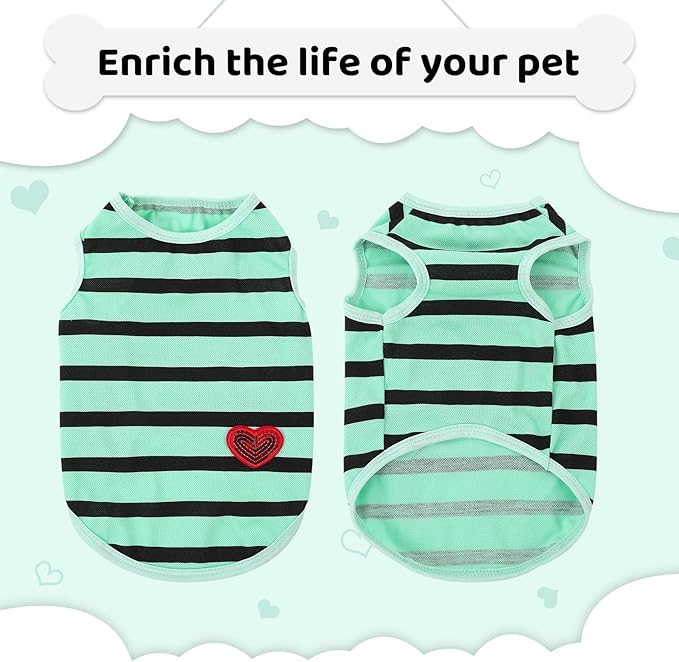 Dog Shirts for Small Dogs, Striped T-Shirts Pets Vest Pet Apparel Tee Shirts Dog Tank Top Spring Summer Suitable for Chihuahua French Bulldog Bichon Shih Tzu