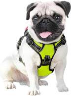 PHOEPET Reflective Dog Harness Large Breed Adjustable No Pull Vest with Handle 2 Metal Rings 3 Buckles [Easy to Put on & Take Off](XL, Green)