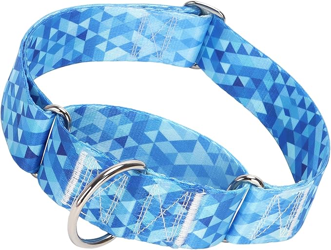 1.5 Inch Martingale Collar for Dogs, Wide, Big & Thick, No-Slip, Escape Proof, Choke-Free, No Pull Cinch Collar for Medium, Large, Extra Large Dogs - Blue M