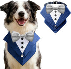 AVERYDAY Dog Tuxedo Bandana Collar for Wedding Outfit, Dog Tux Costume with Bowtie, Pet Harness with Leash Ring for Birthday Party Christmas, Formal Wear Suit and Tie for Small Medium Large Breeds