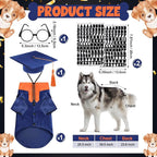5 Pcs Dog Graduation Costume Set Include 2026 Pet Graduation Gown with Stole Puppy Grad Cap Lensless Glasses DIY Letter Stickers for Dogs Cats Holiday Costume Accessory(Blue Orange,XXL)