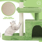 Magshion 32" Cat Tree for Kittens and Senior Cats, Small Cat Tower with Green Leaves, Scratching Posts, Cozy Condo, Low Perch & Fluffy Balls, Stable Cat House with Leaf Design