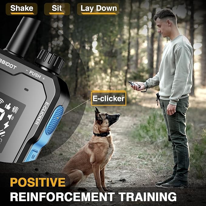 ABBIDOT Shock Collar for Dog-4500 FT Dog Training Collar with Remote, IPX7 Waterproof with 6 Training Modes, Beep, Vibration, Safe Shock, Enhanced Night Light, Rechargeable E-Collar