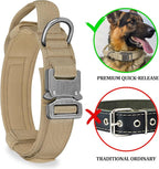 COOYOO Dog Collar,3 Piece Set Tactical Dog Collars, Adjustable Military Training Nylon Dog Collar with Control Handle and Heavy Metal Buckle for Medium and Large Dogs