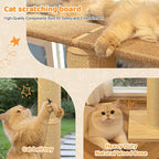 54.3" Cat Window Perch with 3 Adjustable Roman Column Sisal Posts, Gray Fluffy Cusion, Drill-Free Suction Cups, Multi-Level Bird Watching Perch, 60 lbs Capacity