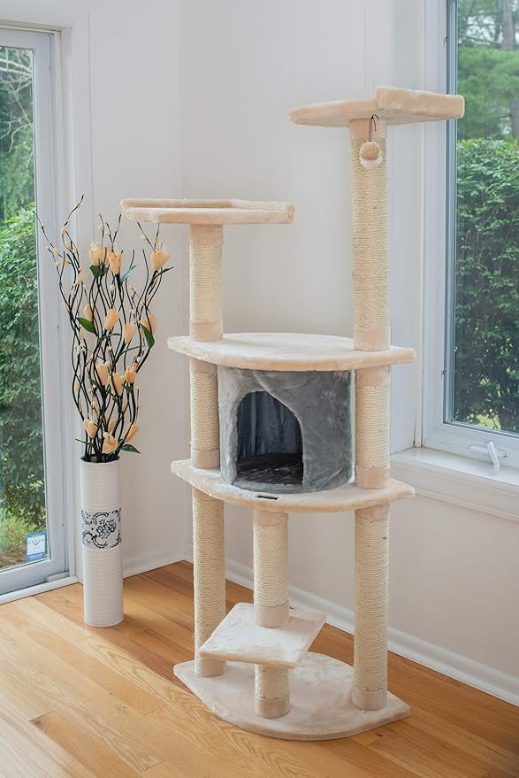 Armarkat Real Wood Cat Tree Model A6401, Blanched Almond,34"(L)X24"(W)X64"(H)