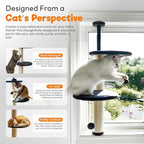 Window Cat Tree & Small Cat Tower (89.5-105.5cm) – Adjustable Cat Window Perch & Shelf for Indoor Cats – Sturdy Window Sill Extender Seat for Large Cats