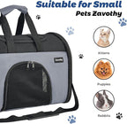 Zavothy TSA Airline Approved Soft-Sided Pet Carrier for Small to Medium Cats and Puppies, Up to 15 Lbs – Collapsible Travel Carrier for Dogs & Cats, Grey