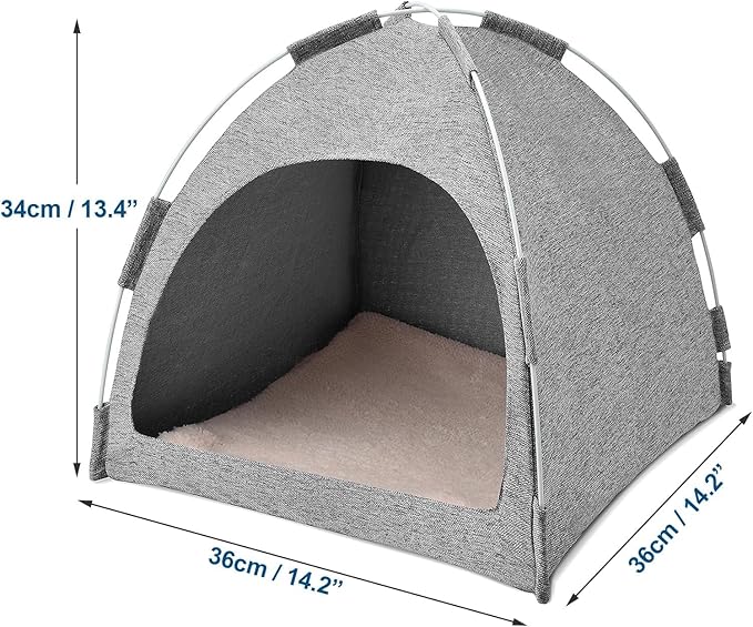 Cat Tent, Cat Houses for Indoor Cats, Quick Assembly and Disassembly, Portable Pet Tent, for Cats, Small Dogs and Other Small Animals (Light Gray)