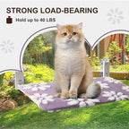 Cat Window Perch, Foldable Cat Window Hammock with Cute 3D Textured Flower Cover and Strong Suction Cups, Cordless Window Seat Bed for Indoor Cats (Purple, Large)
