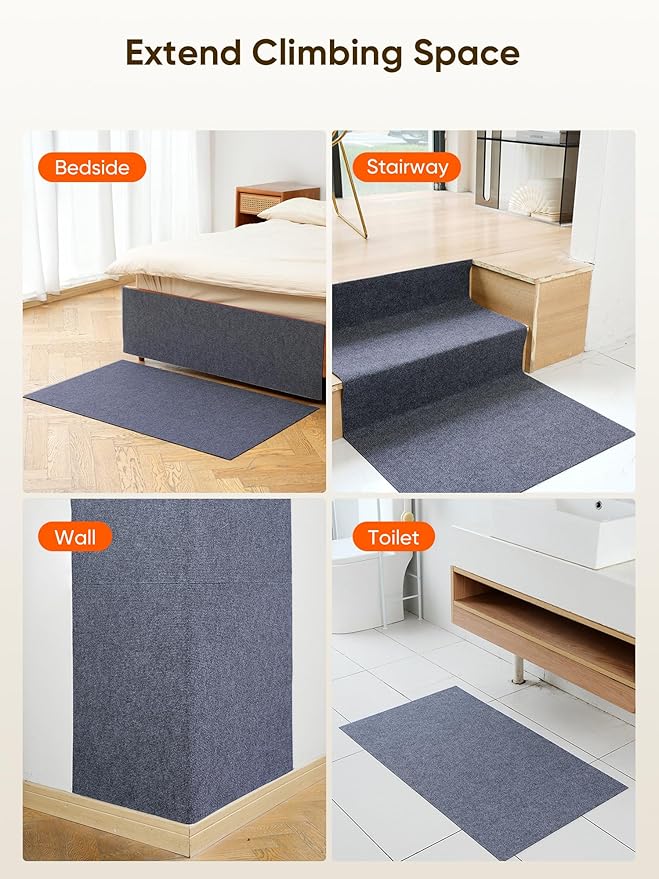 Cat Scratch Mat Furniture Protector, Eco-Friendly DIY Trimmable Self-Adhesive Cat Scratching Pad, Couch Wall Sofa Guard, Reusable Claw Scratching Protector 78.7"x15.8" (Dark Gray)