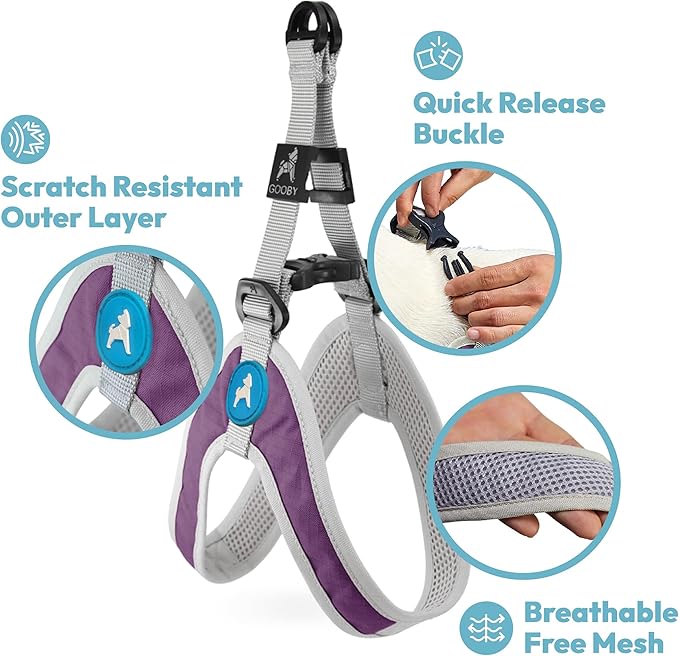 Gooby Simple Step in III Harness - Green, Large - Small Dog Harness with Scratch Resistant Outer Vest - Soft Inner Mesh Harness for Small, Medium Dogs