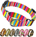 Kazazoo Martingale Collar for Dogs with Quick Release Buckle Adjustable Soft Durable Dog Collar for Small Medium Large No Pull Training Dog Collars-Rainbow S