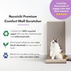 Necoichi Cardboard Cat Scratcher Wall for Indoor Cats - Cat Scratching Board, Cat Scratch Pad Lounger with Reversible Usability and Extra Comfort for Lounge, Curved (Oak, Regular)
