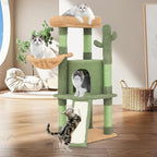 Magshion 42" Cactus Cat Tree, Multi-Level Cat Tower for Indoor Cats with Scratching Posts, Ramp, Top Perch, Side Basket & Platforms, Cat Climbing Tower Kittens Pet Play House