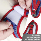 Dog Harness for Small Dogs and Leash Set, Honeycomb Grid, Reflective Lightweight Harness & Anti-Twist Pet Lead Multi Color, Size: XS-S-M. (S, Red & Blue)