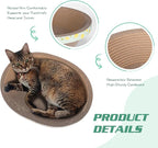Oval Cat Cardboard Scratcher with Lounger Bed, High-Density Kitty Cat Scratching Pad for Indoor Cats Grinding Claws, Ergonomic Curved Furniture Couch Cat Scratch Protector, 17.3" × 13.6" × 4.5"
