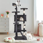 70" Multi-Level Cat Tree Tower with Scratching Posts, Toys & Condo - Space-Saving Design for Indoor Kittens, Compact Floor Footprint & Vertical Space for Multi-Cat Homes-Light Grey